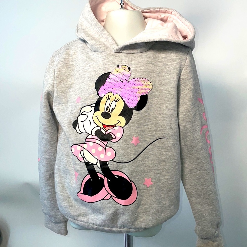 KIDS Minnie Mouse Embellished Hooded Sweatshirt Size 7/8
